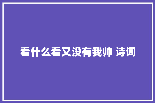 看什么看又没有我帅 诗词