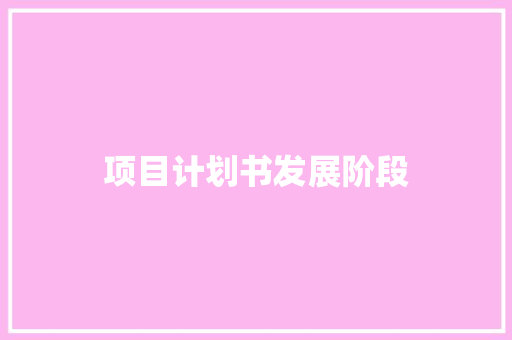 项目计划书发展阶段
