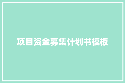 项目资金募集计划书模板