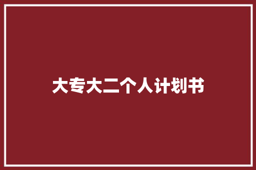 大专大二个人计划书
