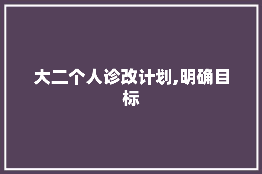 大二个人诊改计划,明确目标，砥砺前行