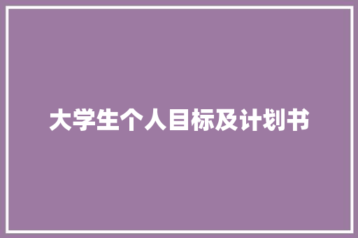大学生个人目标及计划书