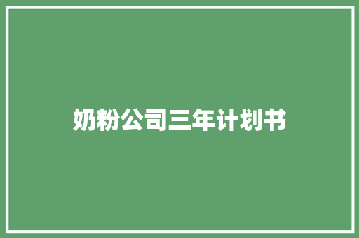 奶粉公司三年计划书