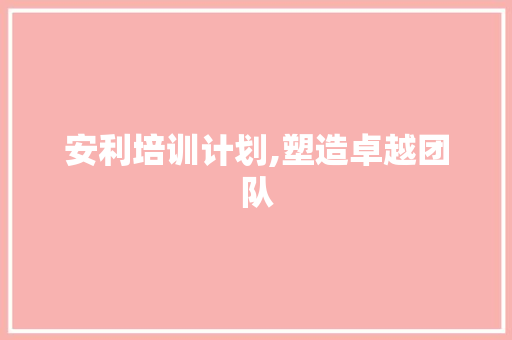 安利培训计划,塑造卓越团队，助力个人成长