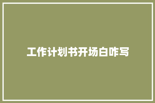 工作计划书开场白咋写