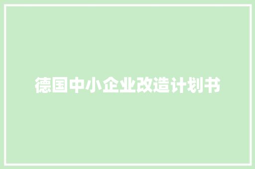 德国中小企业改造计划书