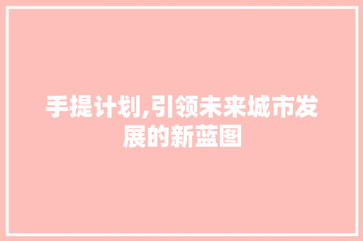 手提计划,引领未来城市发展的新蓝图