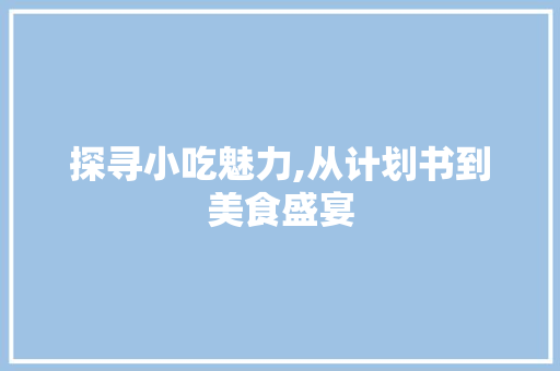 探寻小吃魅力,从计划书到美食盛宴