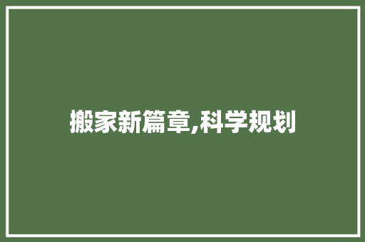 搬家新篇章,科学规划，轻松搬离