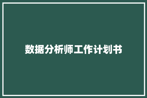 数据分析师工作计划书