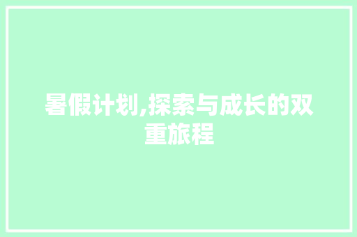 暑假计划,探索与成长的双重旅程