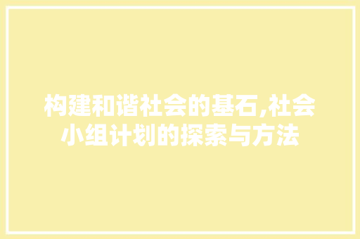 构建和谐社会的基石,社会小组计划的探索与方法