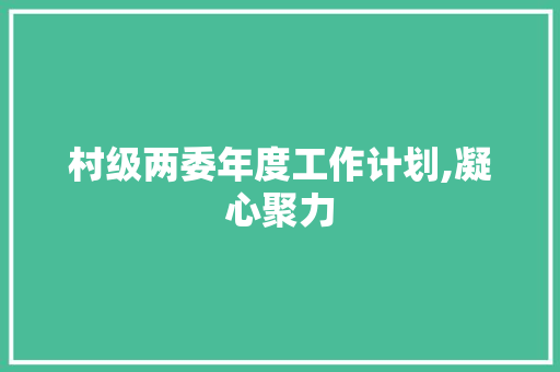 村级两委年度工作计划,凝心聚力，助力乡村振兴