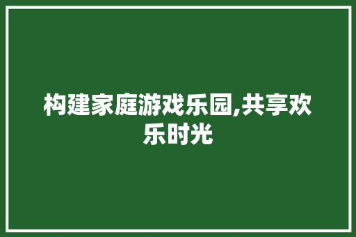 构建家庭游戏乐园,共享欢乐时光，促进亲子关系