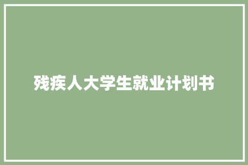 残疾人大学生就业计划书