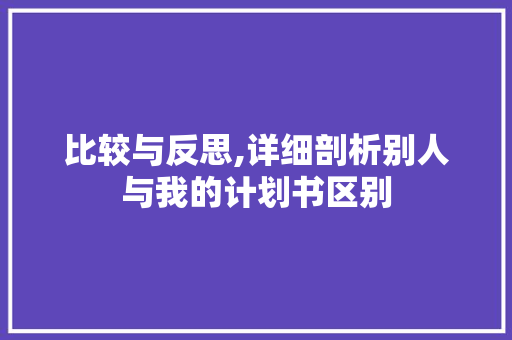 比较与反思,详细剖析别人与我的计划书区别