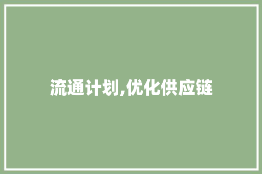 流通计划,优化供应链，提升企业竞争力
