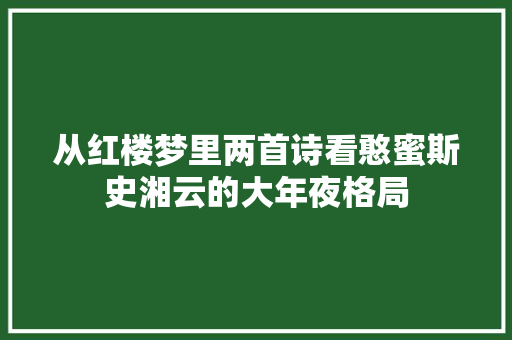 从红楼梦里两首诗看憨蜜斯史湘云的大年夜格局