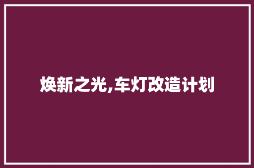焕新之光,车灯改造计划，点亮未来行车安全