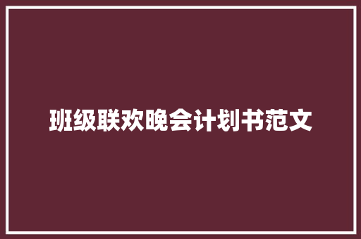 班级联欢晚会计划书范文