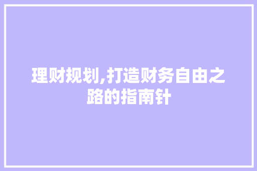 理财规划,打造财务自由之路的指南针