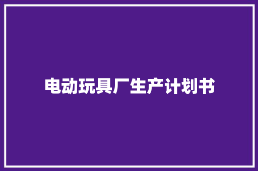 电动玩具厂生产计划书