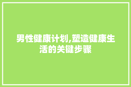 男性健康计划,塑造健康生活的关键步骤