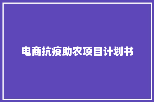 电商抗疫助农项目计划书
