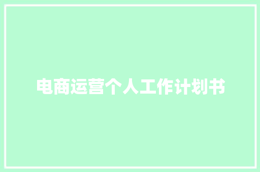 电商运营个人工作计划书