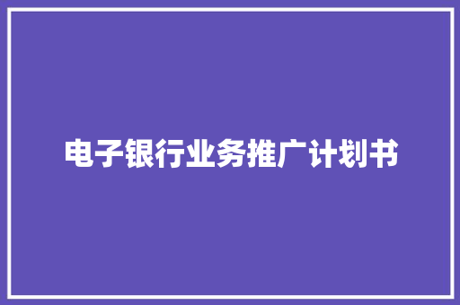 电子银行业务推广计划书