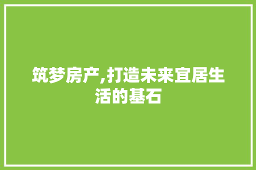 筑梦房产,打造未来宜居生活的基石