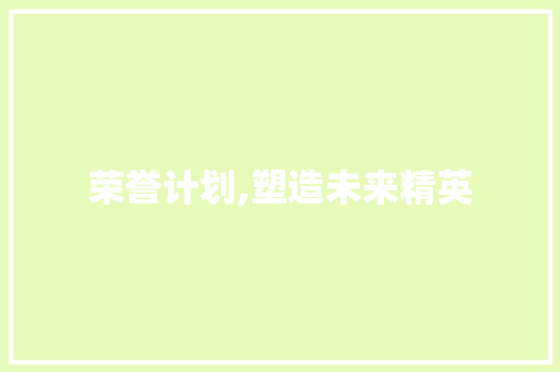荣誉计划,塑造未来精英，铸就辉煌人生