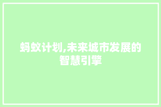 蚂蚁计划,未来城市发展的智慧引擎