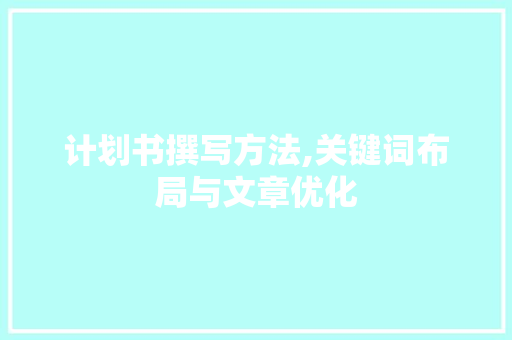 计划书撰写方法,关键词布局与文章优化
