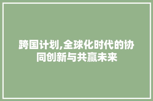 跨国计划,全球化时代的协同创新与共赢未来