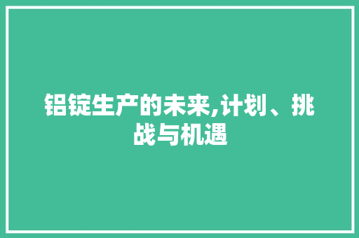 铝锭生产的未来,计划、挑战与机遇
