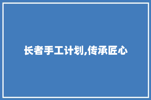 长者手工计划,传承匠心，点亮生活之美