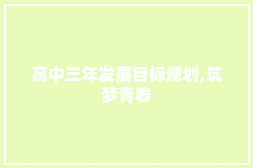 高中三年发展目标规划,筑梦青春，砥砺前行