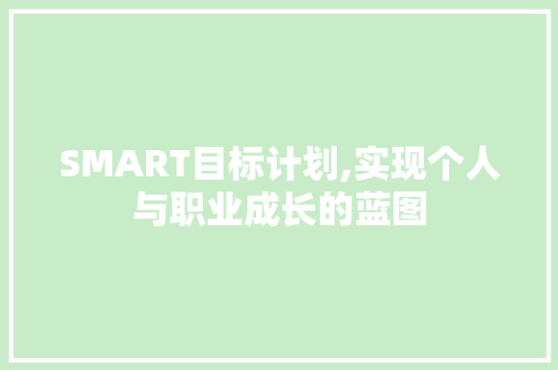 SMART目标计划,实现个人与职业成长的蓝图