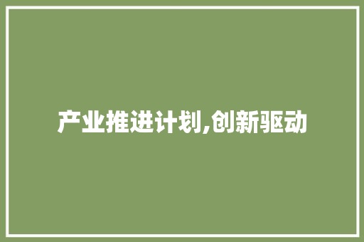 产业推进计划,创新驱动，赋能高质量发展