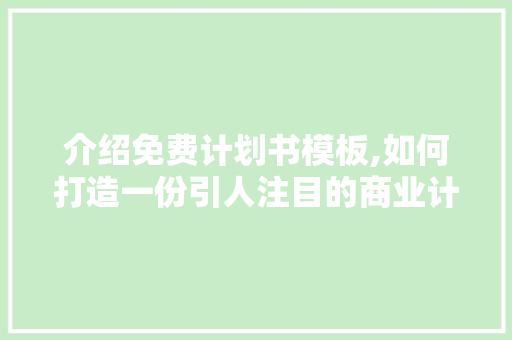 介绍免费计划书模板,如何打造一份引人注目的商业计划