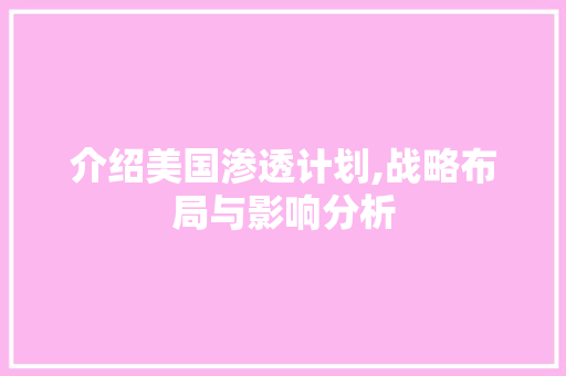 介绍美国渗透计划,战略布局与影响分析