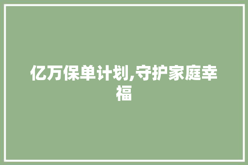亿万保单计划,守护家庭幸福，筑牢风险防线