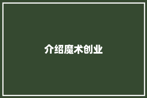 介绍魔术创业，打造梦幻娱乐新天地