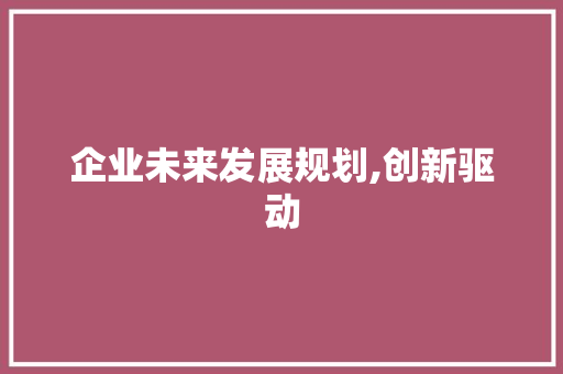 企业未来发展规划,创新驱动，共赢未来