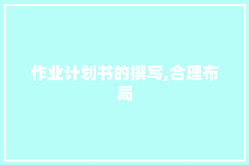 作业计划书的撰写,合理布局，提升效率与质量