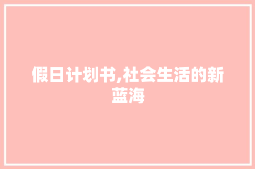 假日计划书,社会生活的新蓝海