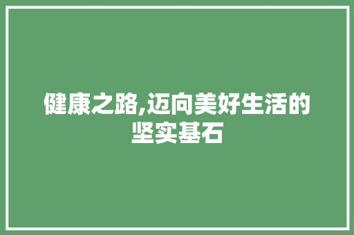 健康之路,迈向美好生活的坚实基石