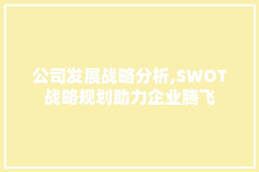 公司发展战略分析,SWOT战略规划助力企业腾飞