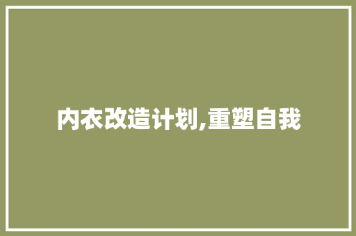 内衣改造计划,重塑自我，从内而外焕发魅力